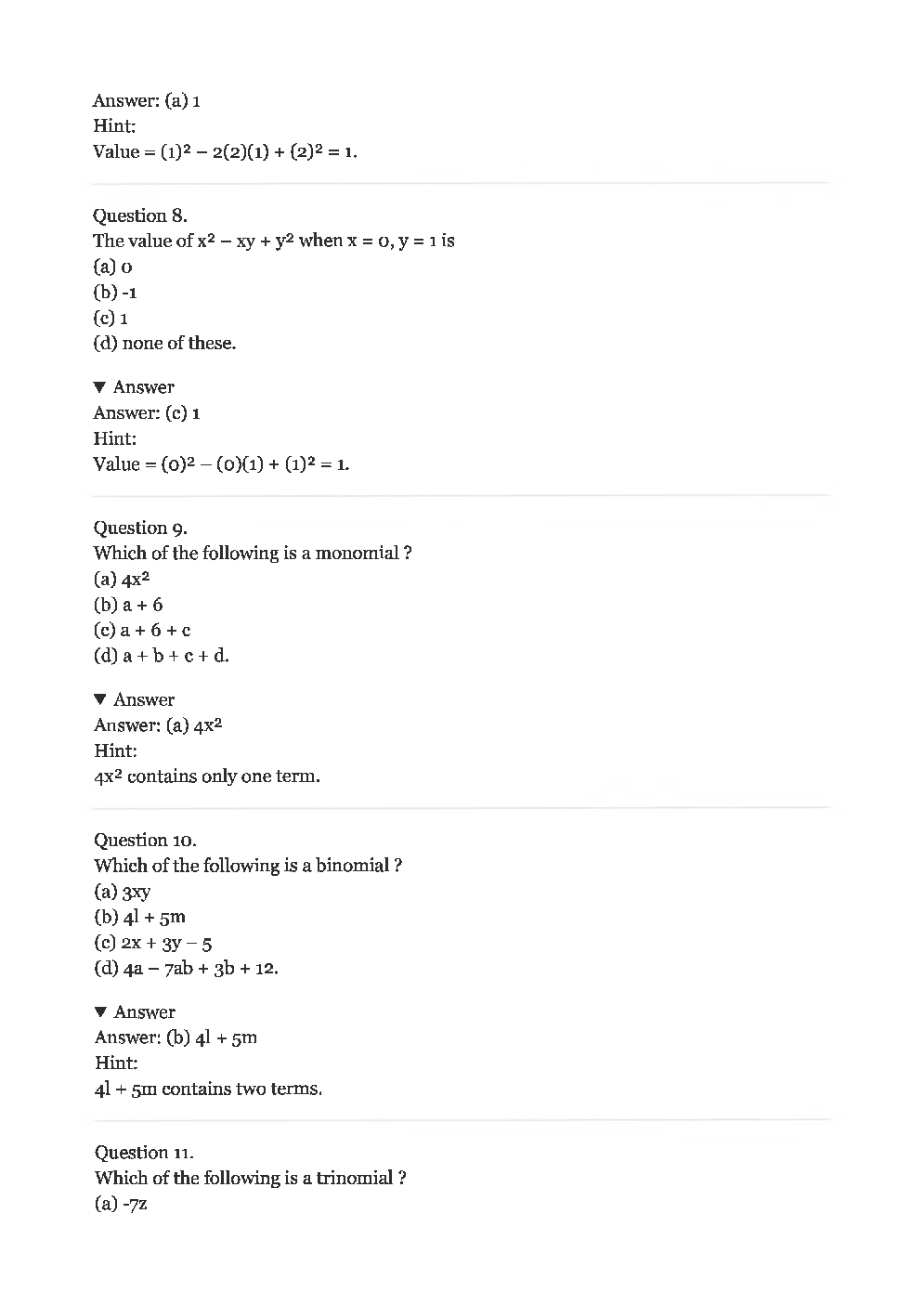Olympiad Class-8 Topic Wise MCQs Maths - Page 5