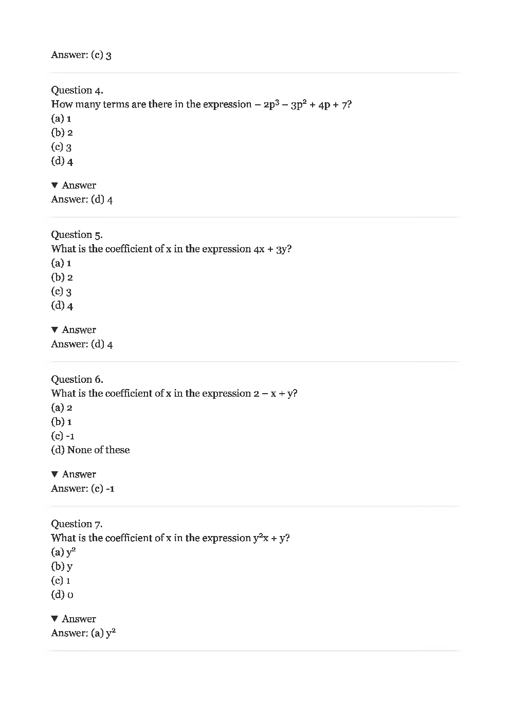 Olympiad Class-7 Topic Wise MCQs Maths - Page 4