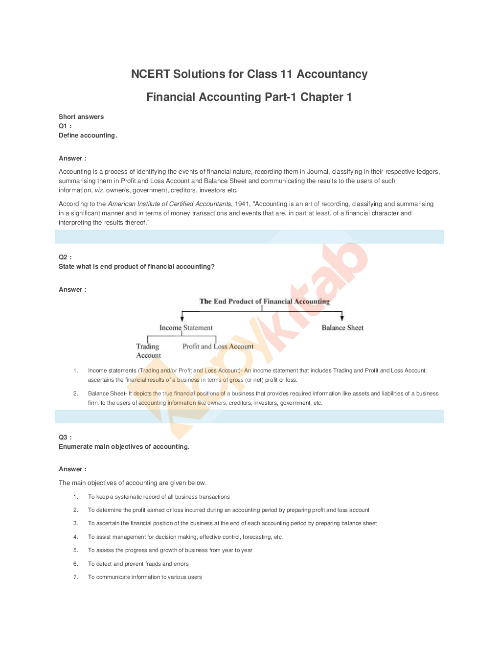 NCERT Solution For Class-11 Account Part-1 - Page 2