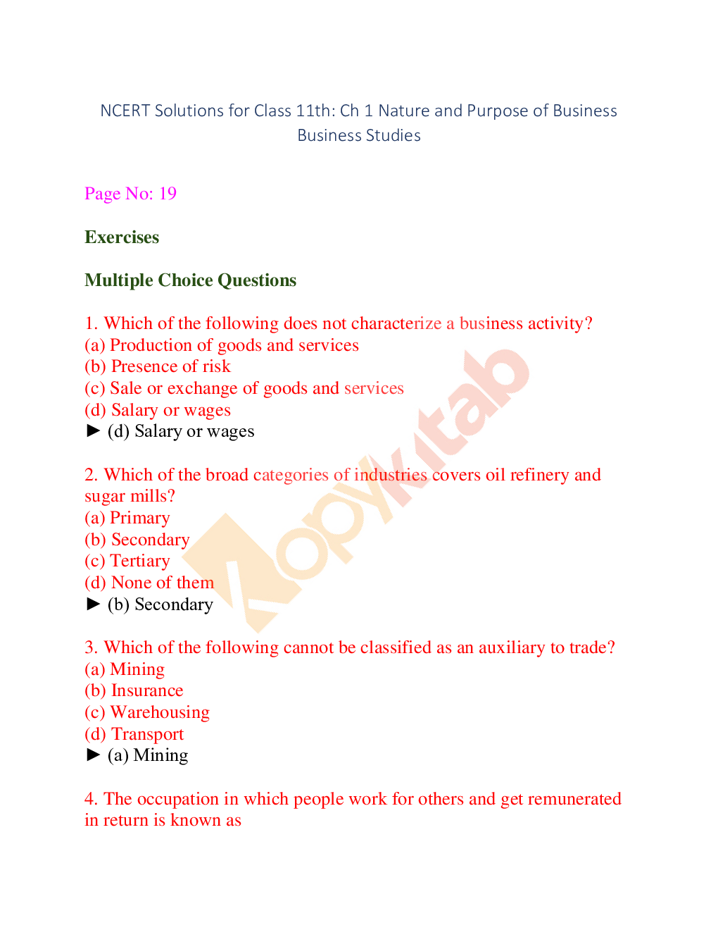 NCERT Solution For Class-11 Business - Page 2