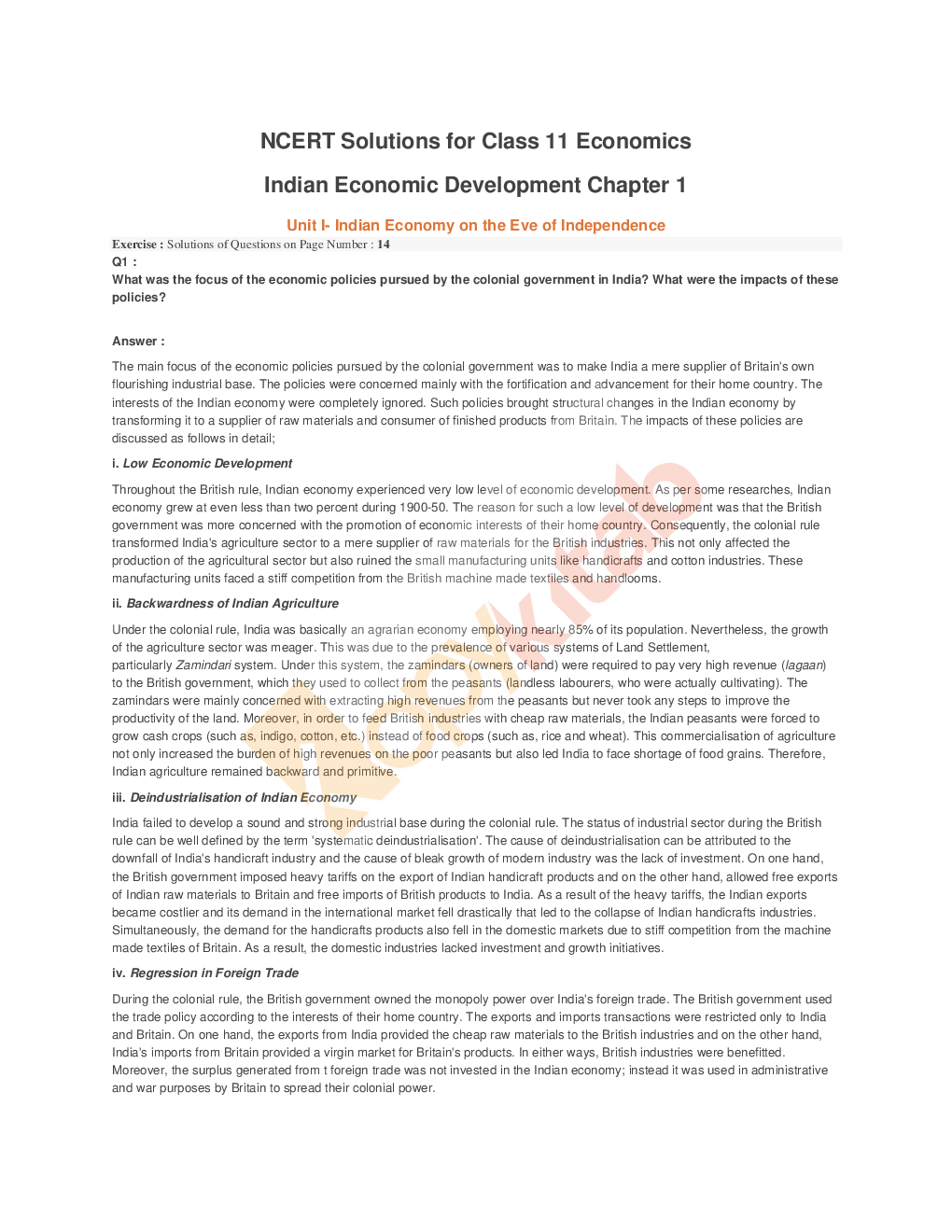NCERT Solution For Class-11 Economics - Page 2