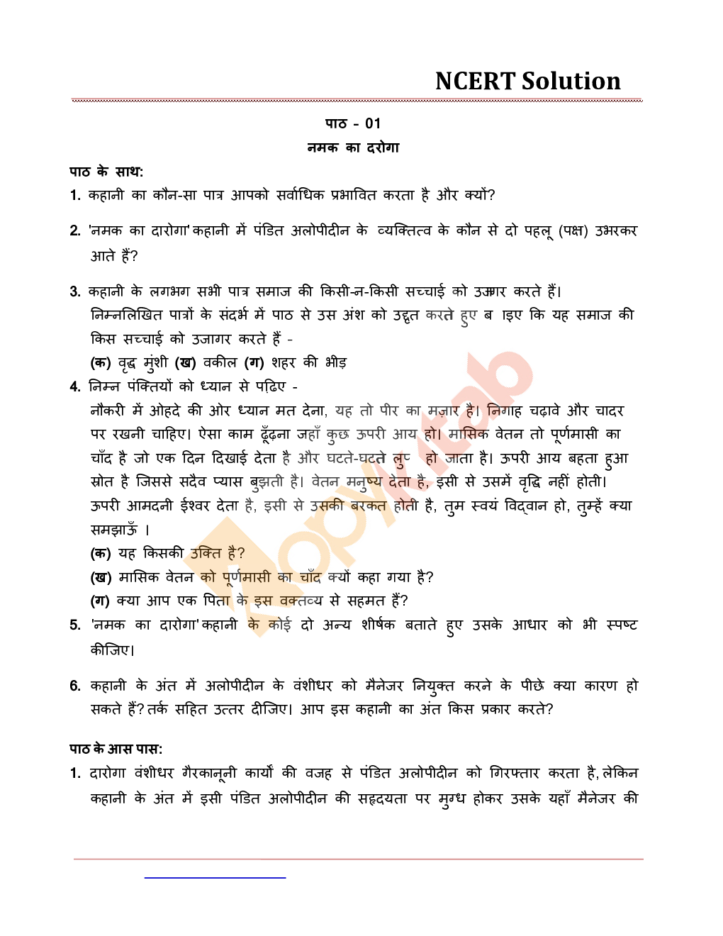 NCERT Solution For Class-11 Hindi Aroh - Page 2