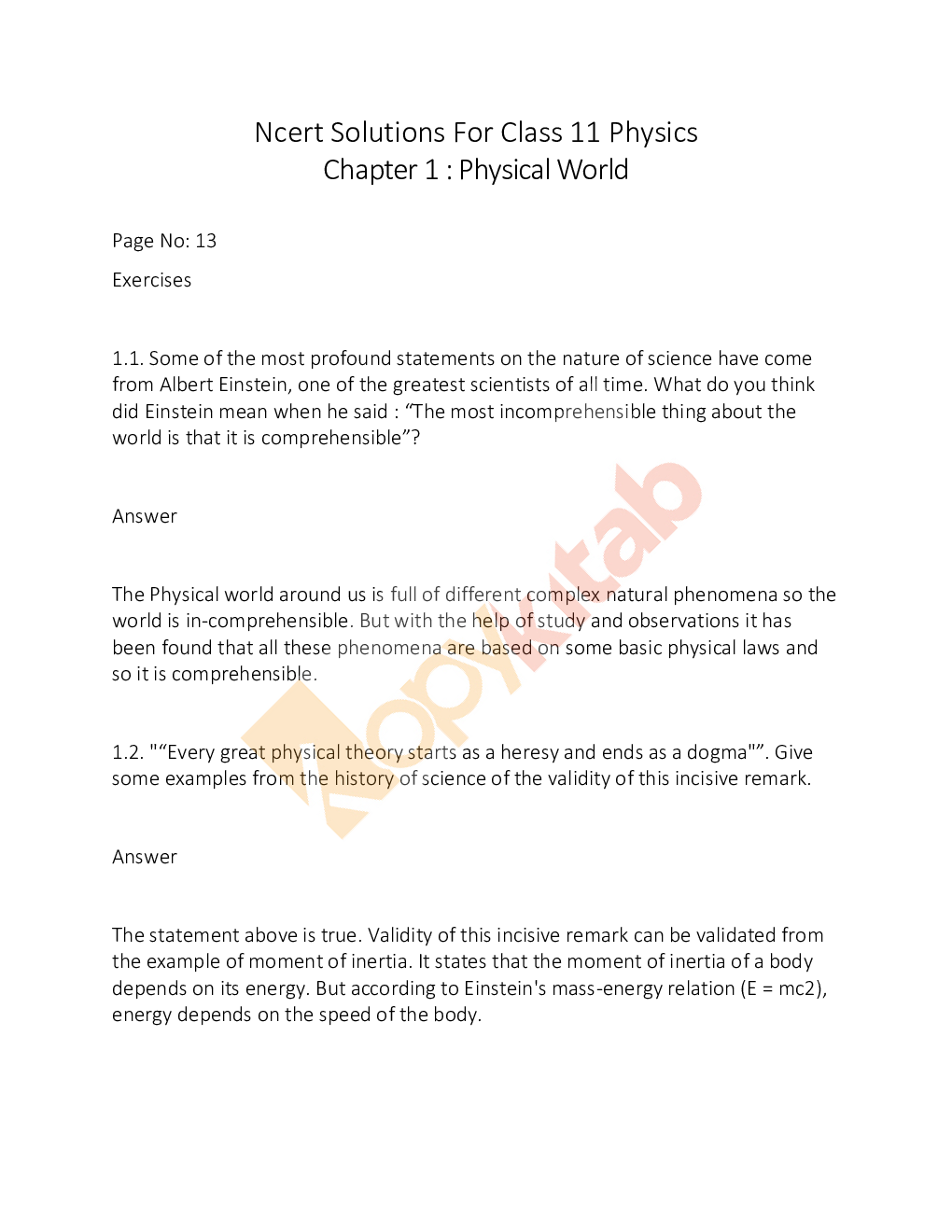 NCERT Solution For Class-11 Physics - Page 2