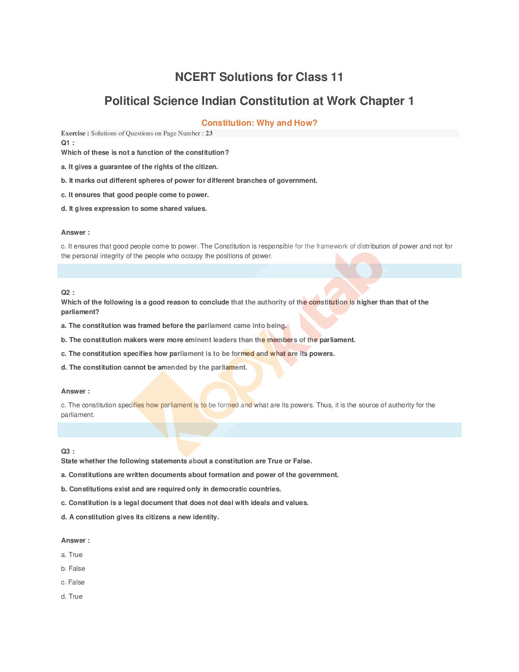 NCERT Solution For Class-11 Political Science - Page 2