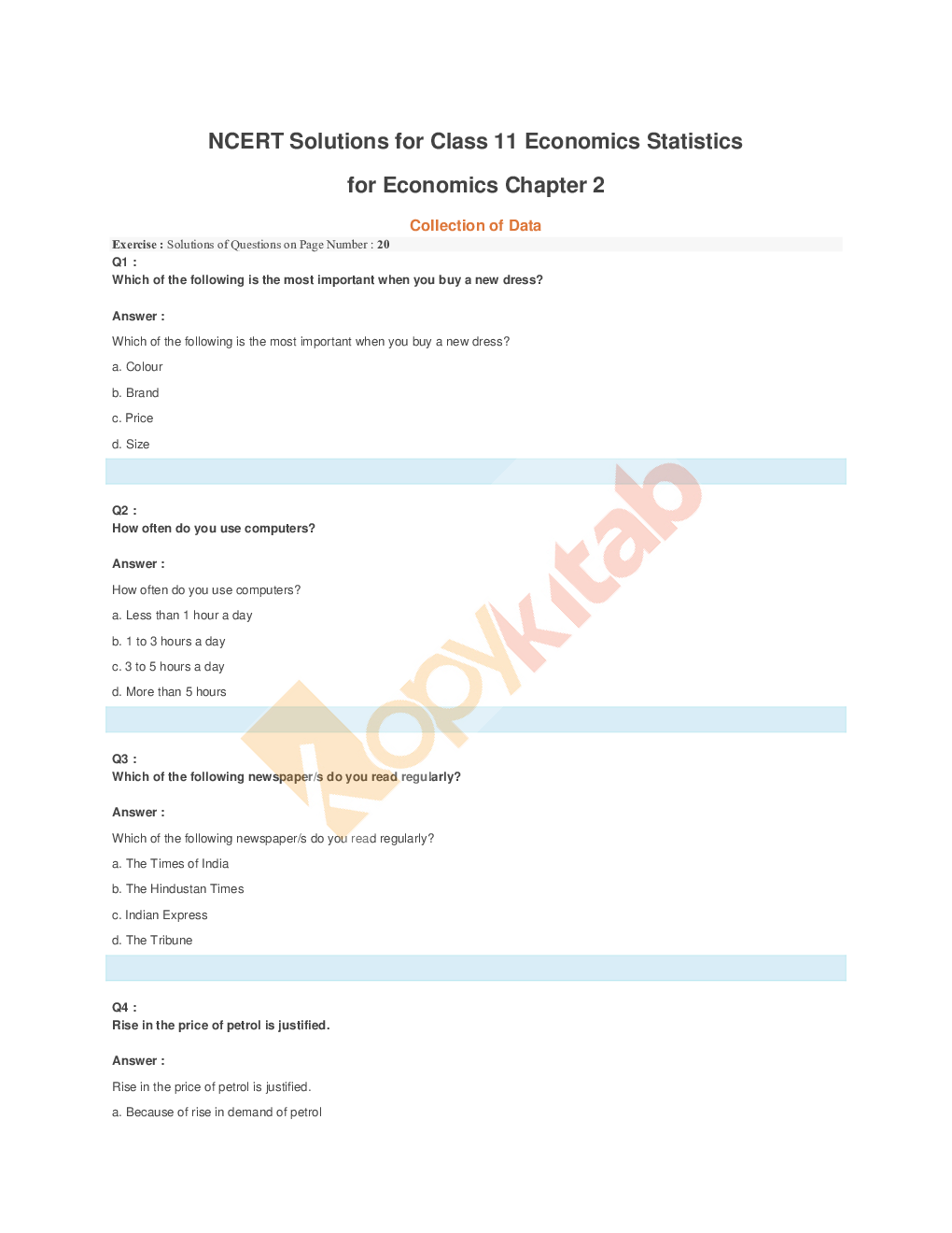 NCERT Solution For Class-11 Statistics - Page 5