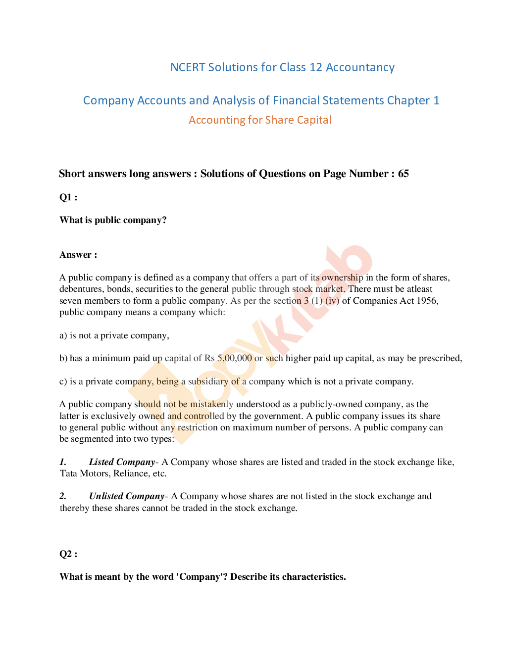 NCERT Solutions For Class 12 Account Part-1 - Page 2