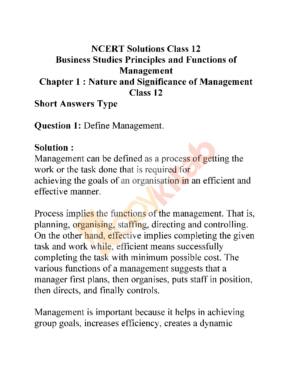 NCERT Solutions For Class-12 Business Studies Part-1 - Page 2