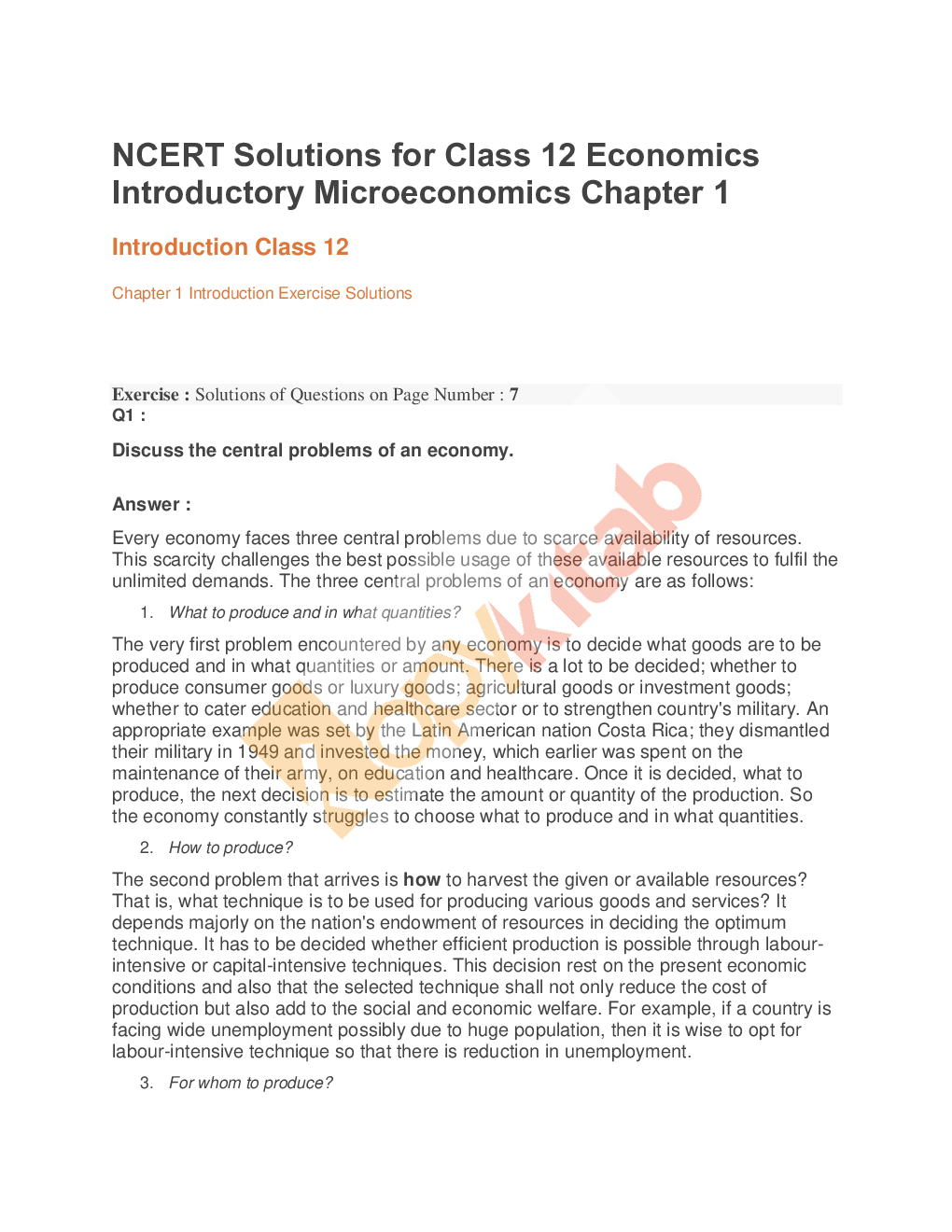 NCERT Solutions For Class-12 Economics Micro - Page 2
