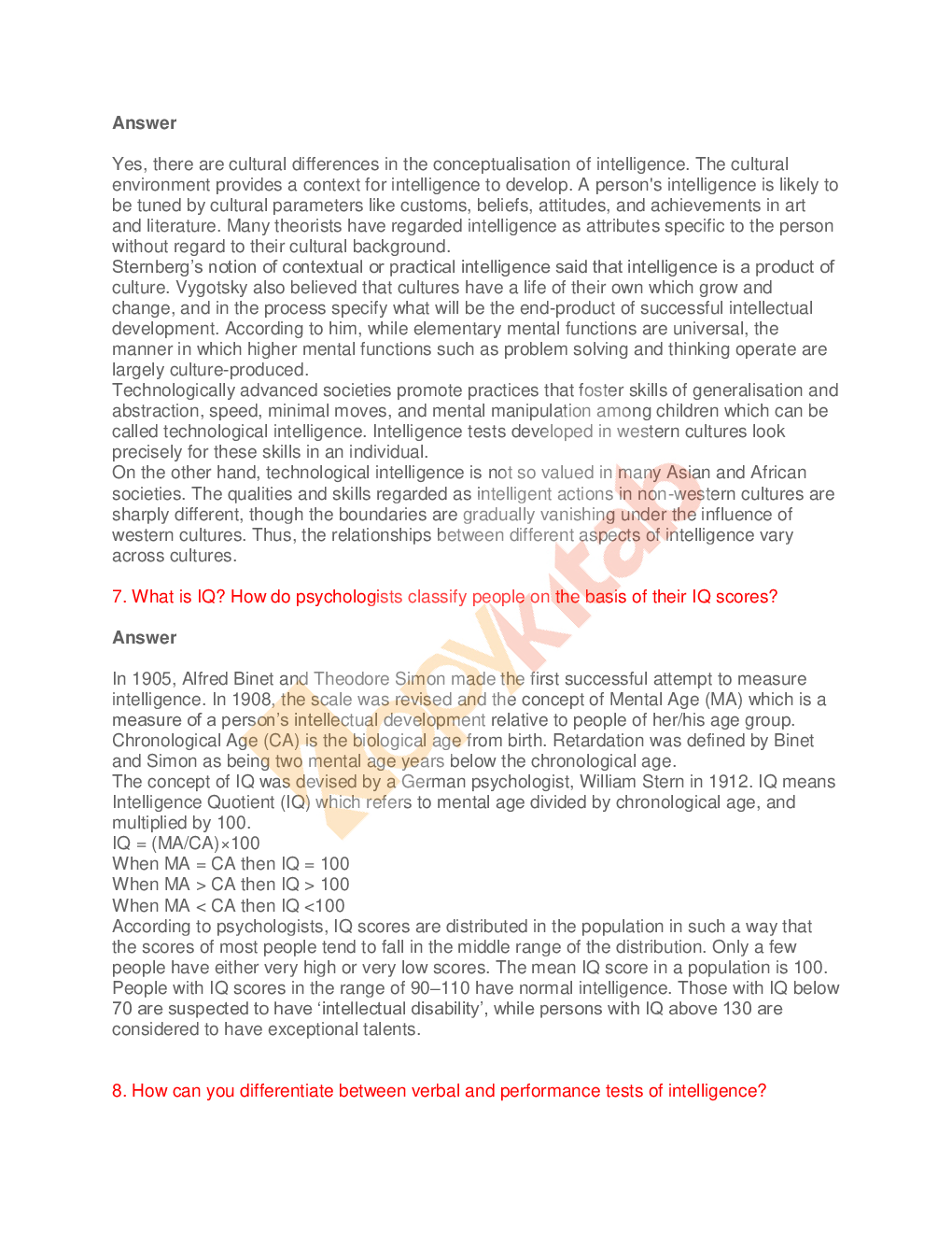 NCERT Solutions For Class-12 Psychology - Page 5
