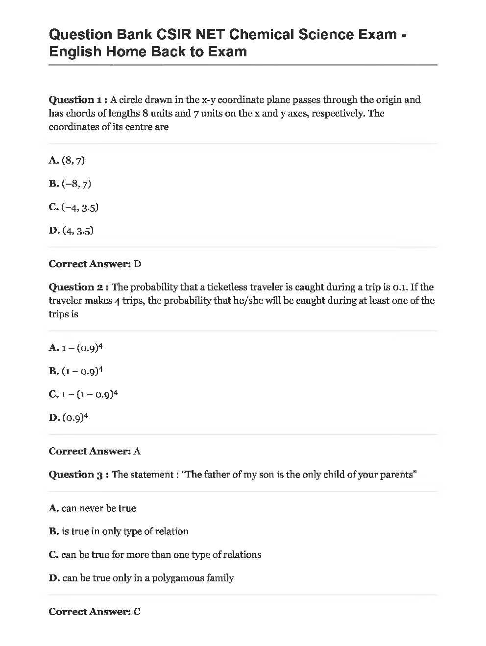 CSIR NET Chemical Science MCQs Part-1 - Page 2