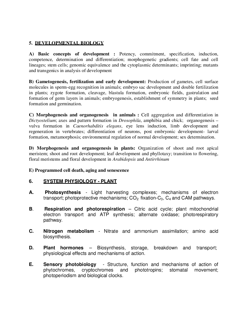 CSIR NET Life Science syllabus - Page 5