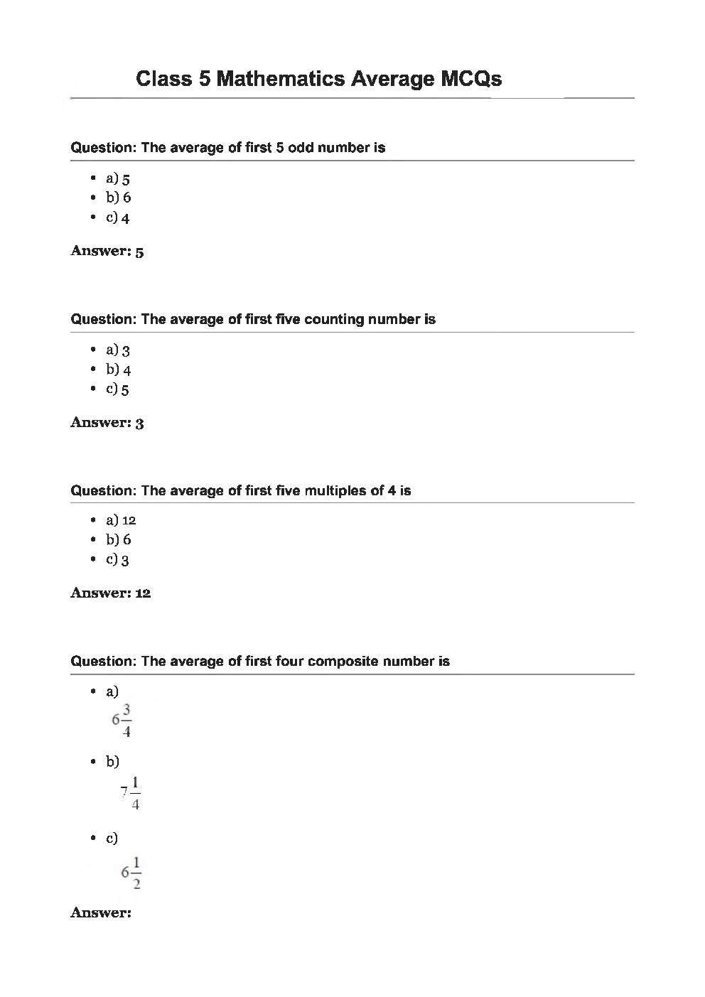 Olympiad Class-5 Topic Wise MCQs For Maths - Page 3
