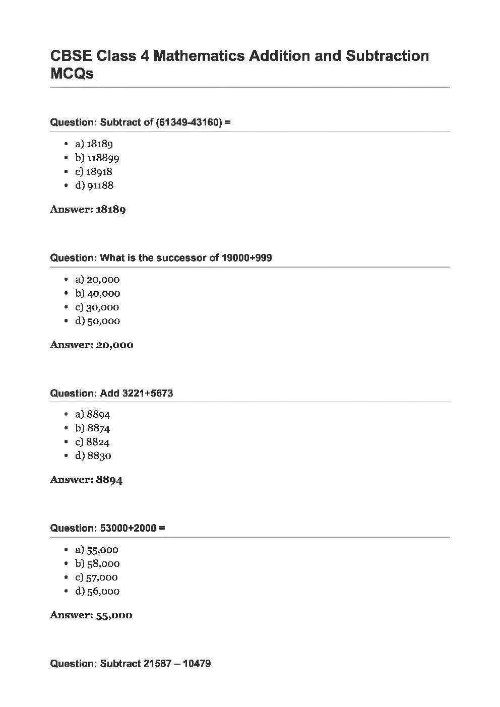 Olympiad Class-4 Topic Wise MCQs For Mathematics - Page 3