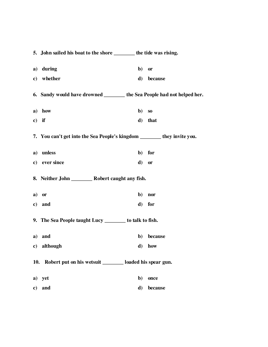 Class 7 English Conjunctions Worksheet - Page 3