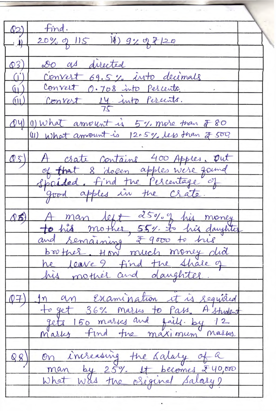 Class 7 Maths Revision Worksheet - Page 3