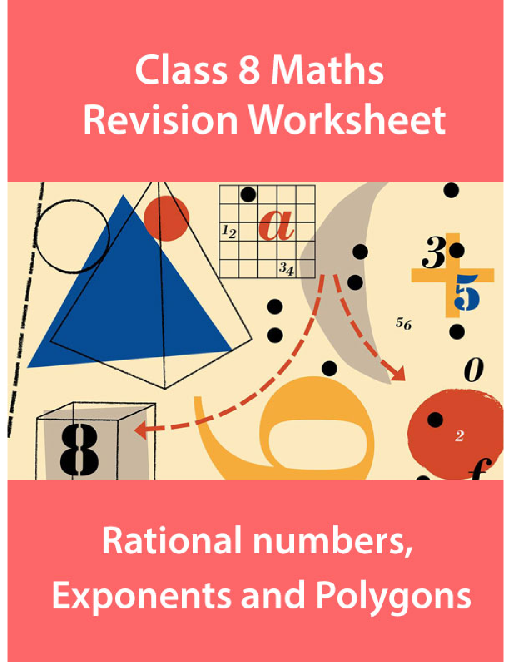 Class 8 Maths Revision Worksheet Rational numbers, Exponents and Polygons - Page 1