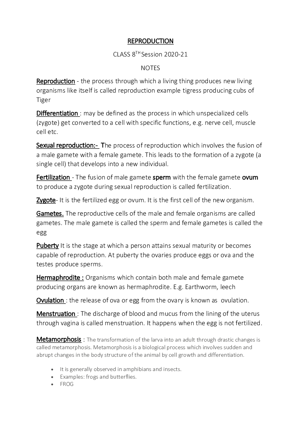 Class 8 Science Reproduction - Page 2