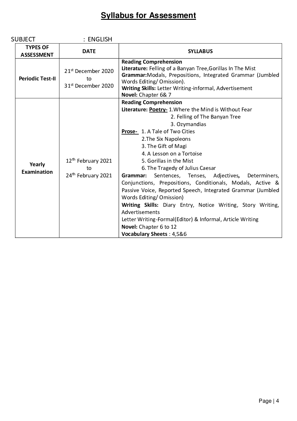 Class 8 Syllabus Planner 2020-2021 - Page 4