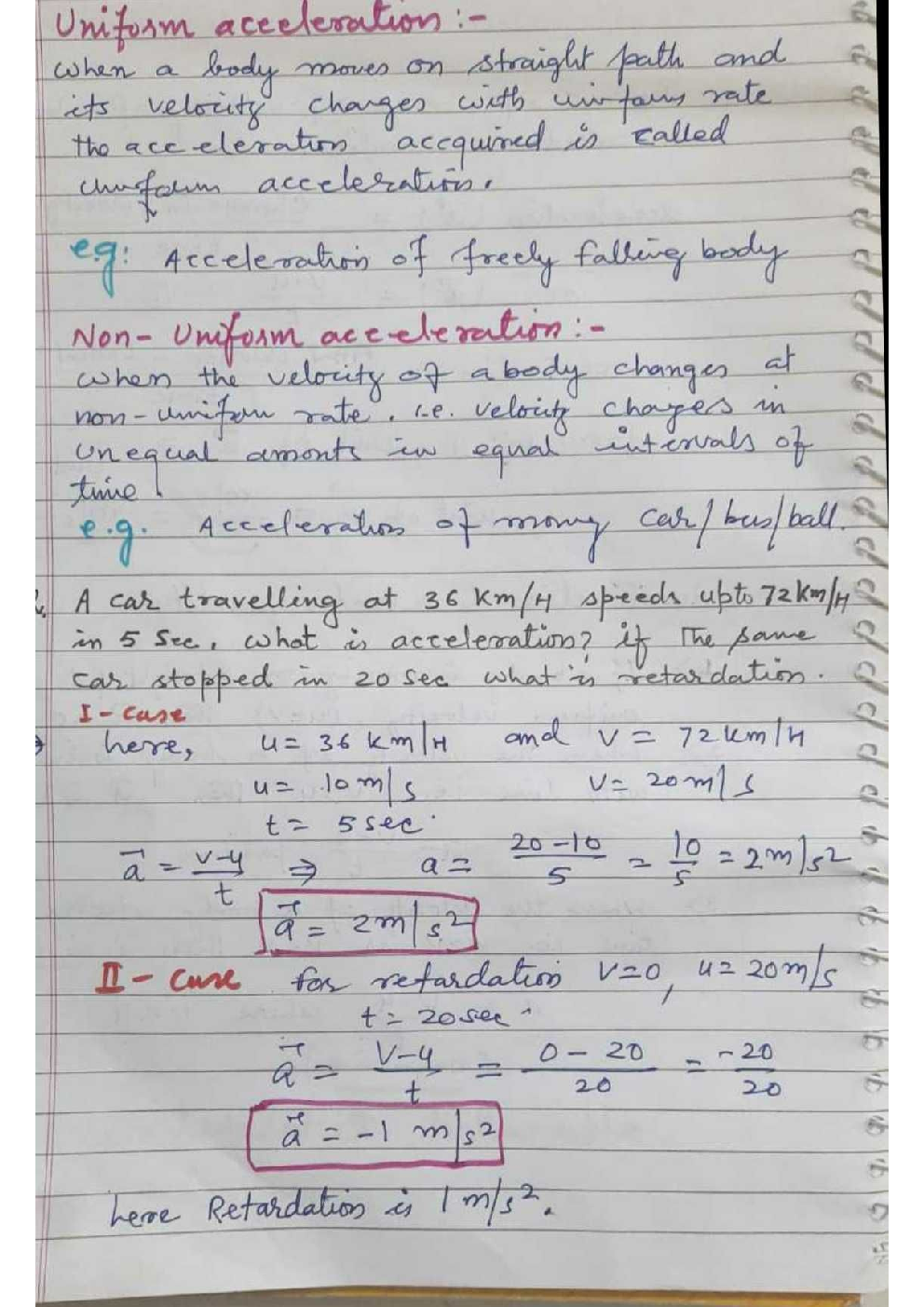Hand Written Notes Acceleration And its types - Page 3