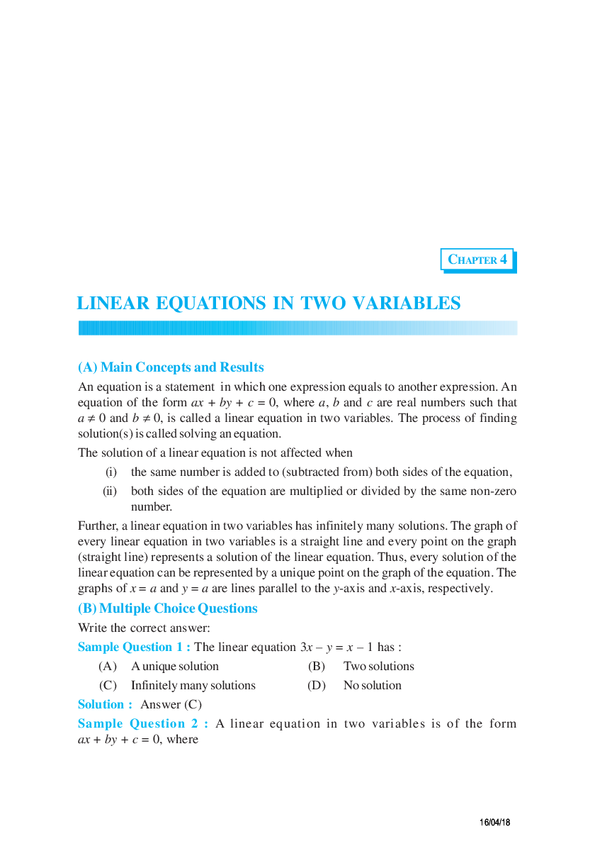 Class-9 Maths Linear Equations In Two Variables - Page 2