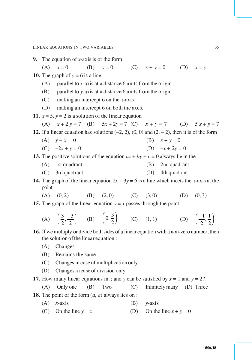 Class-9 Maths Linear Equations In Two Variables - Page 4