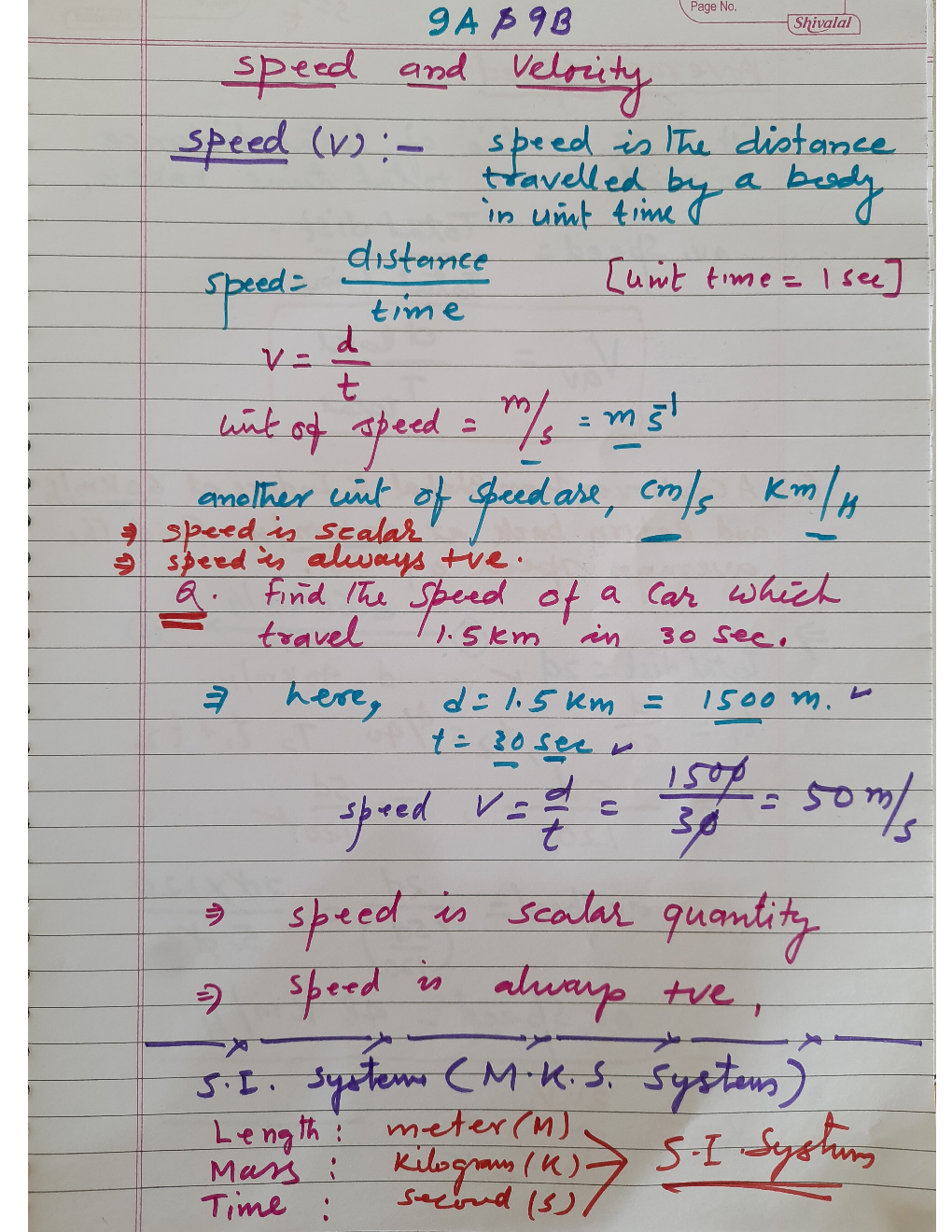 Hand Written Notes Speed And Velocity - Page 2