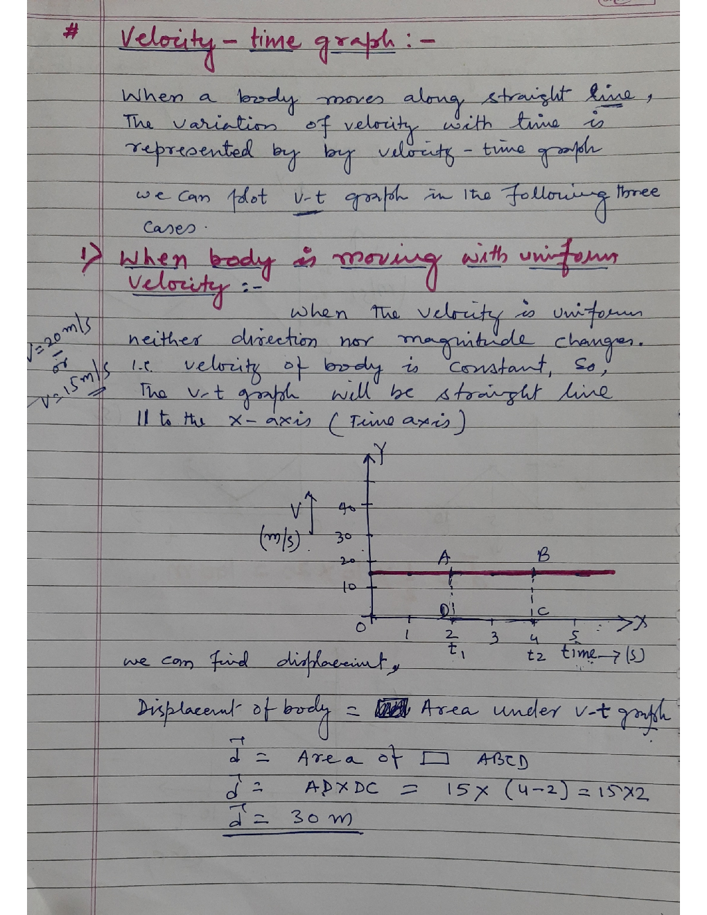 Hand Written Notes Velocity Time Graph - Page 2