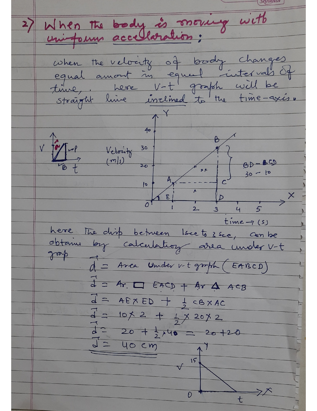 Hand Written Notes Velocity Time Graph - Page 3