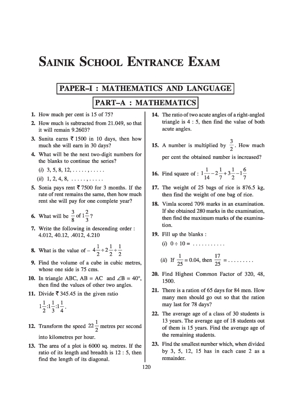 Sainik School Exam Model Paper 4 - Page 2