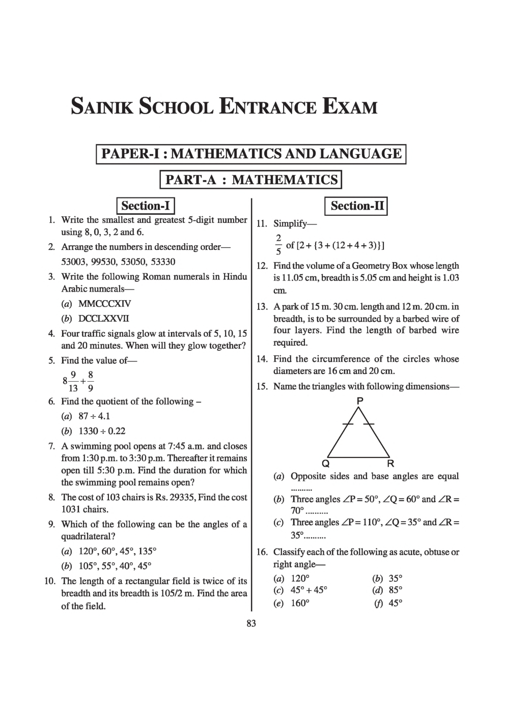 Sainik School Exam Model Paper 8 - Page 2
