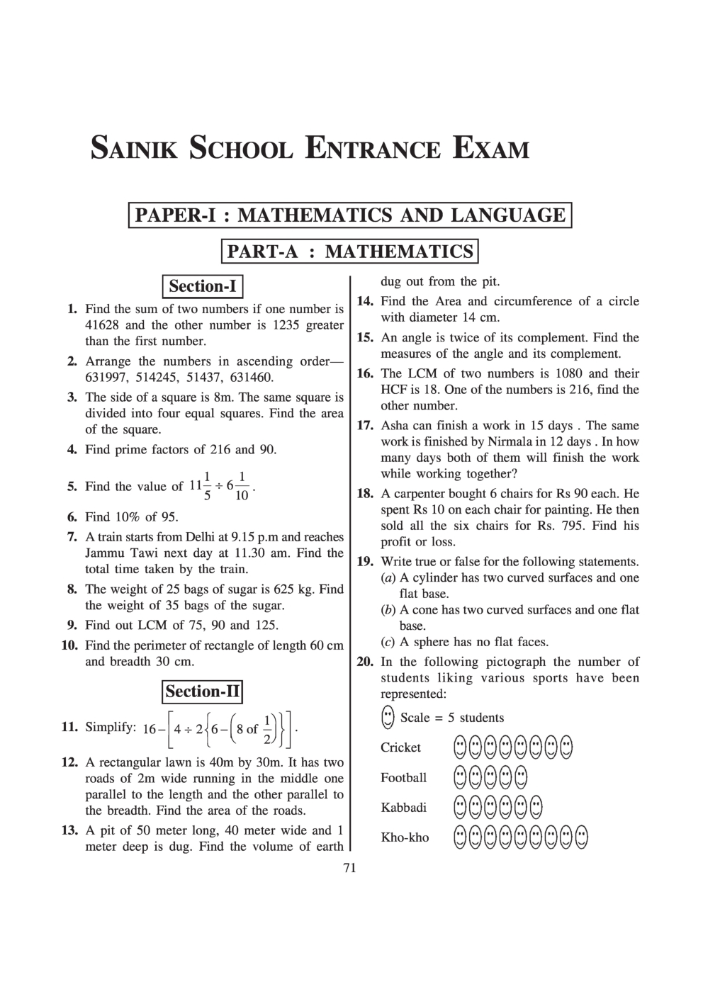 Sainik School Exam Model Paper 9 - Page 2
