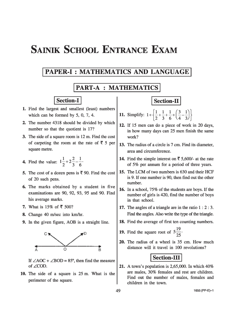 Sainik School Exam Model Paper 11 - Page 2