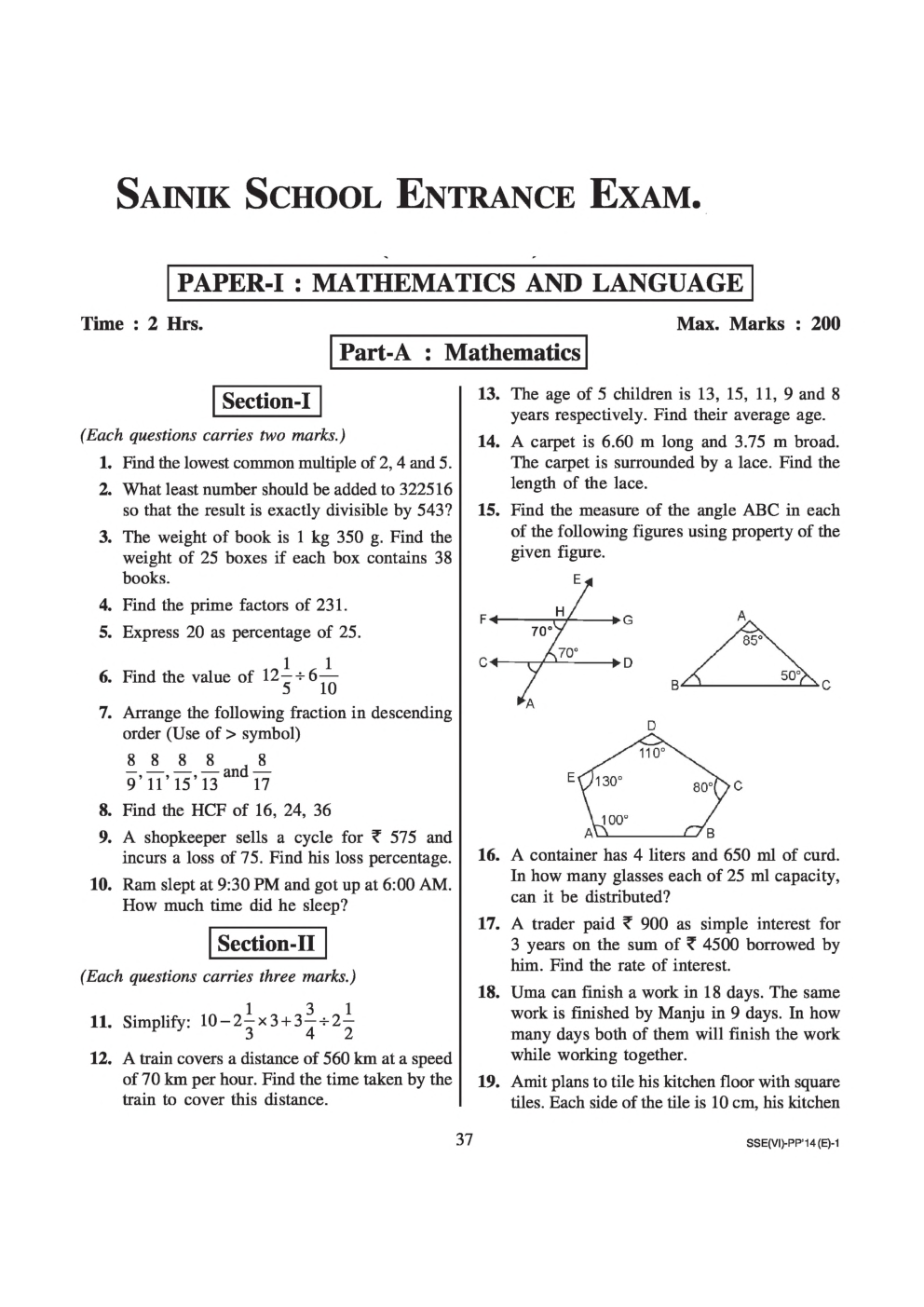 Sainik School Exam Model Paper 12 - Page 2