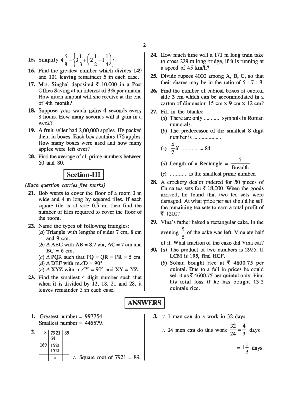 Sainik School Exam Model Paper 15 - Page 3