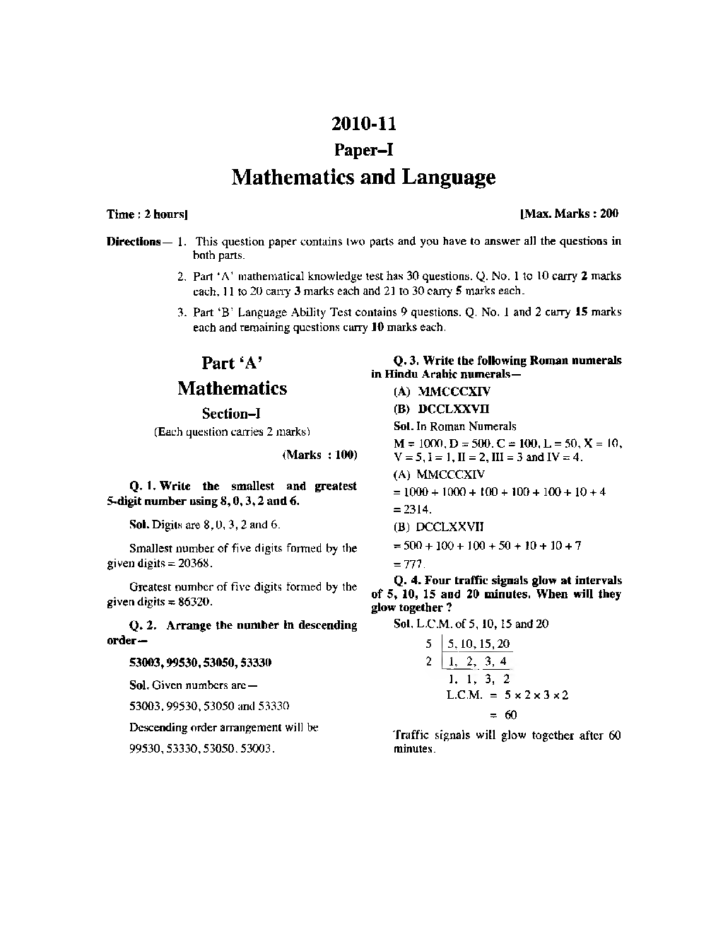 Sainik School Exam 2010 Year Paper With Answers - Page 3
