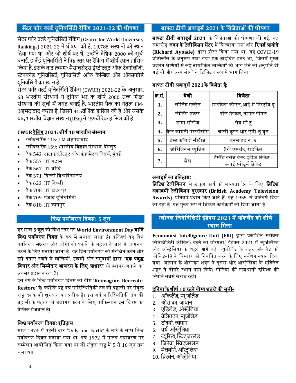 GK and Current Affairs Study Material June 2021 In Hindi - Page 4