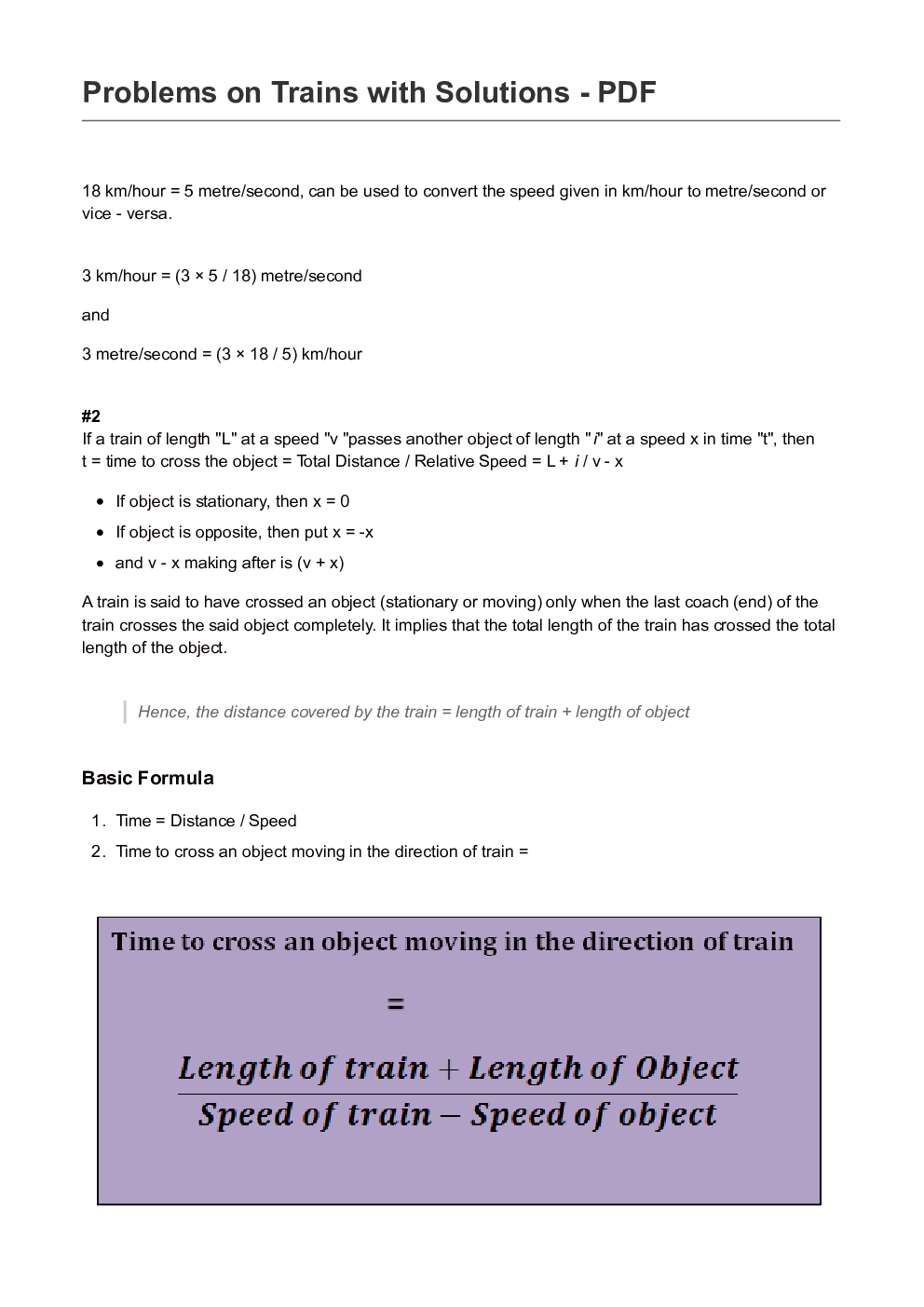 Problems On Trains MCQs Study Material For All Competitve Exam - Page 2