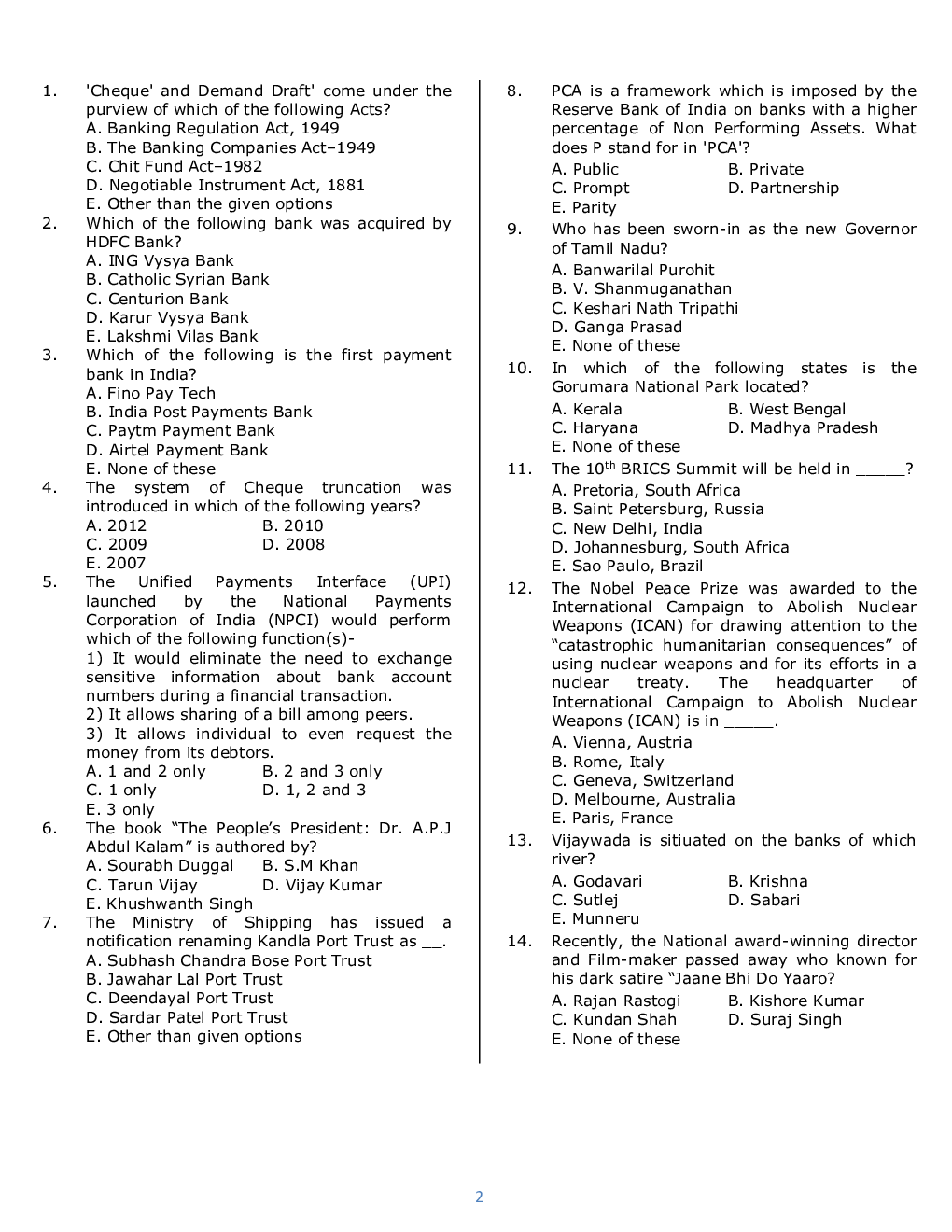 IBPS RRB Previous Year Question Paper-2 With Solutions-2017 - Page 2