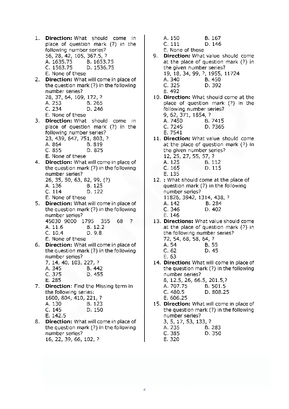 None Verbal Series MCQ's For All Competitive Exams - Page 2