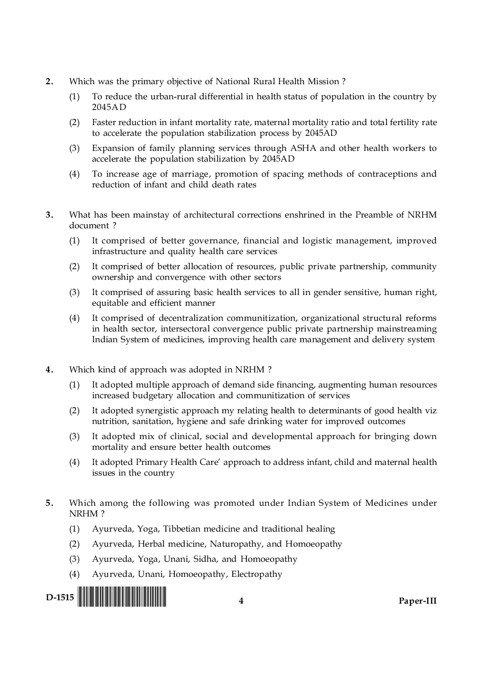 UGC NET Population Studies Question Papers June-December 2015 - Page 4