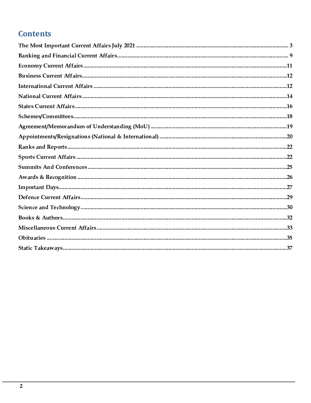 GK and Current Affairs Study Material July 2021 In English - Page 2