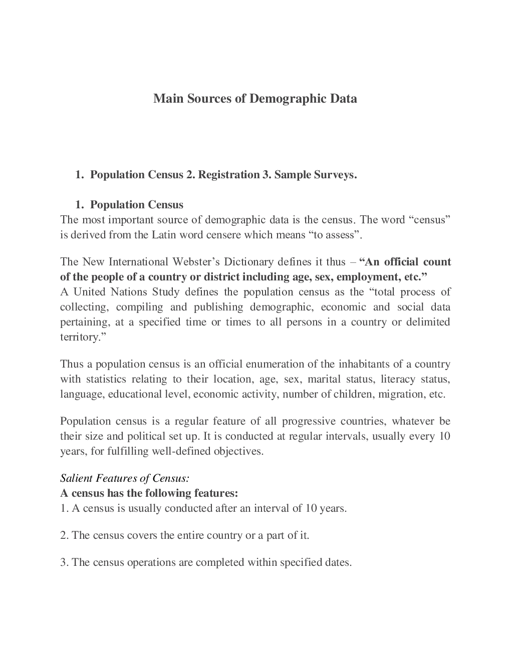 UGCNET Population Studies Study Material Introduction And Sources Of Population Data - Page 2