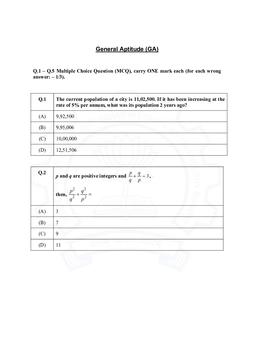 GATE 2021 Previous Year Question Paper with Answer Key For Electronics And Communication Engineering - Page 2