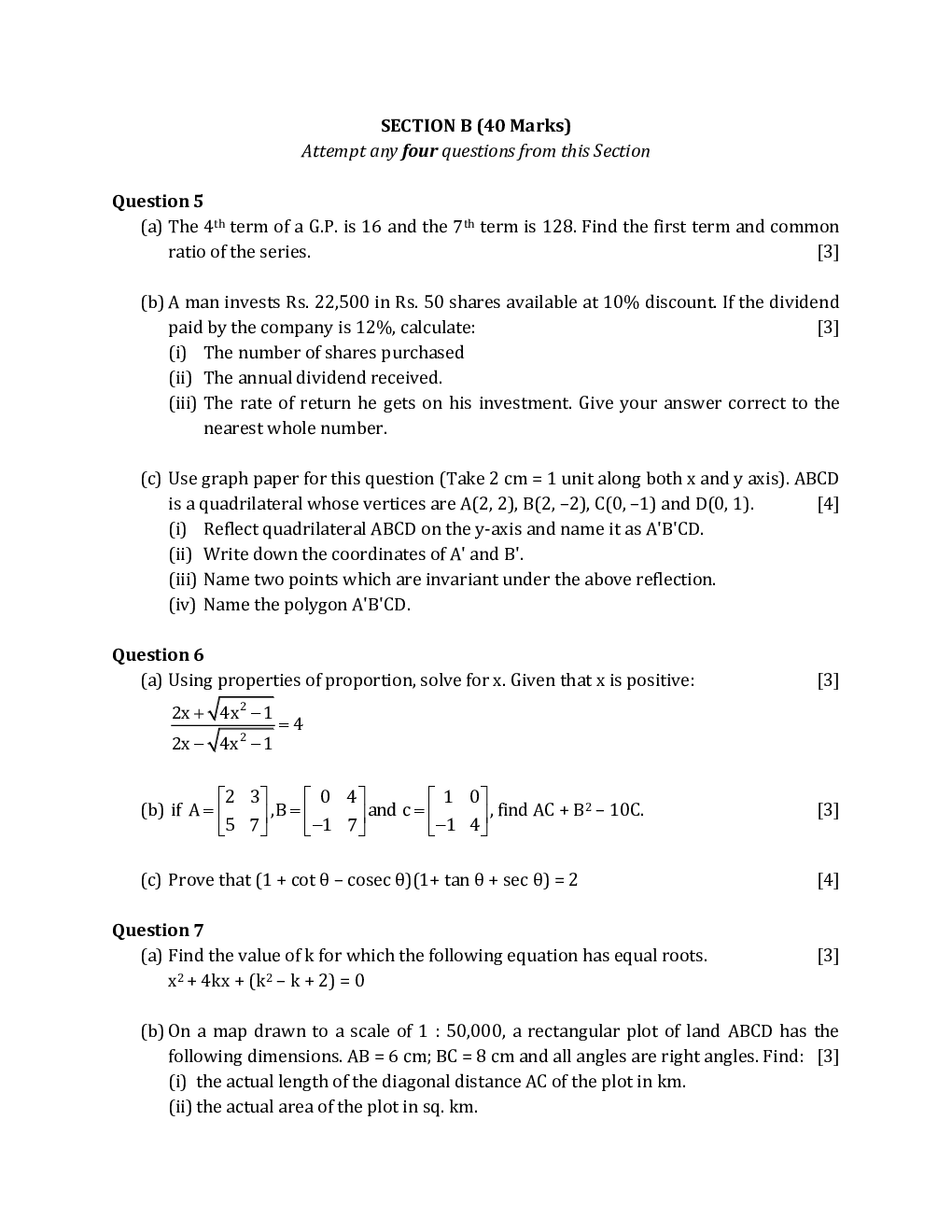 ICSE Class-10th Previous Year Question papers Mathematics 2018 - Page 4