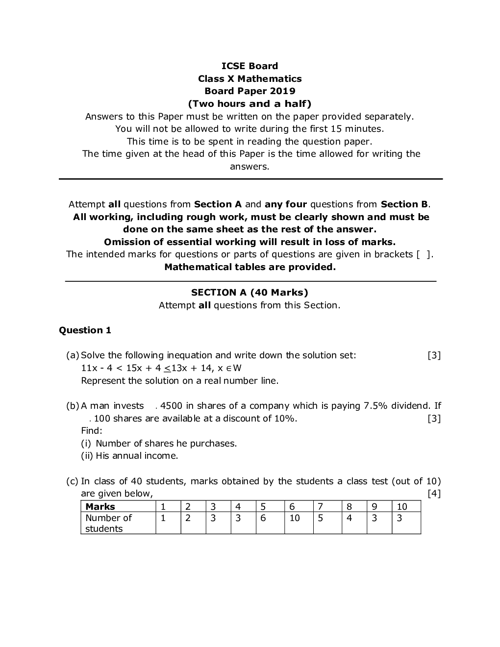 ICSE Class-10th Previous Year Question papers Mathematics 2019 - Page 2