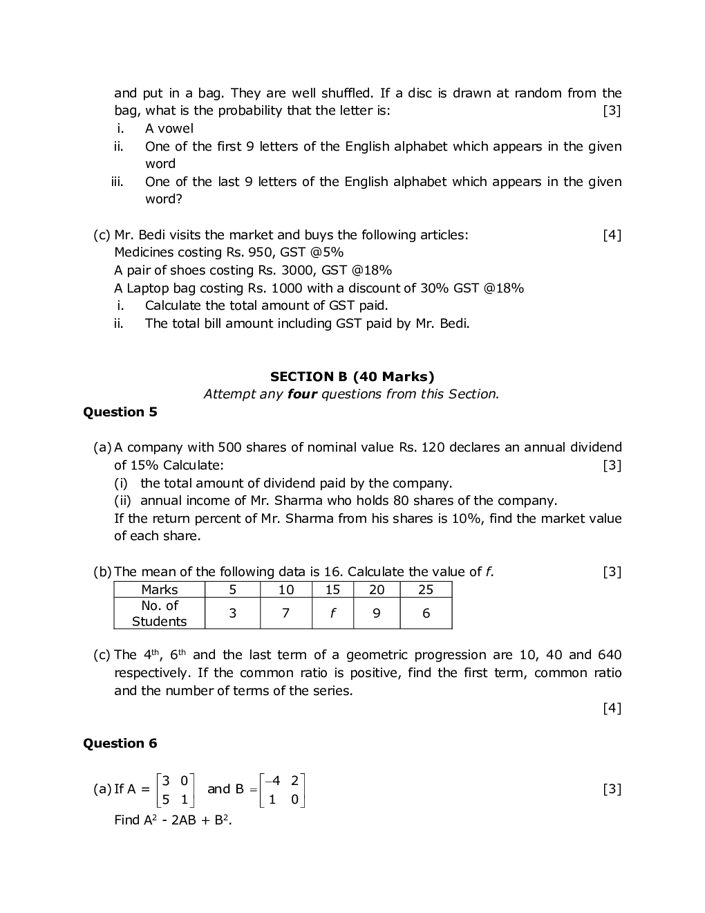 ICSE Class-10th Previous Year Question papers Mathematics 2020 - Page 4