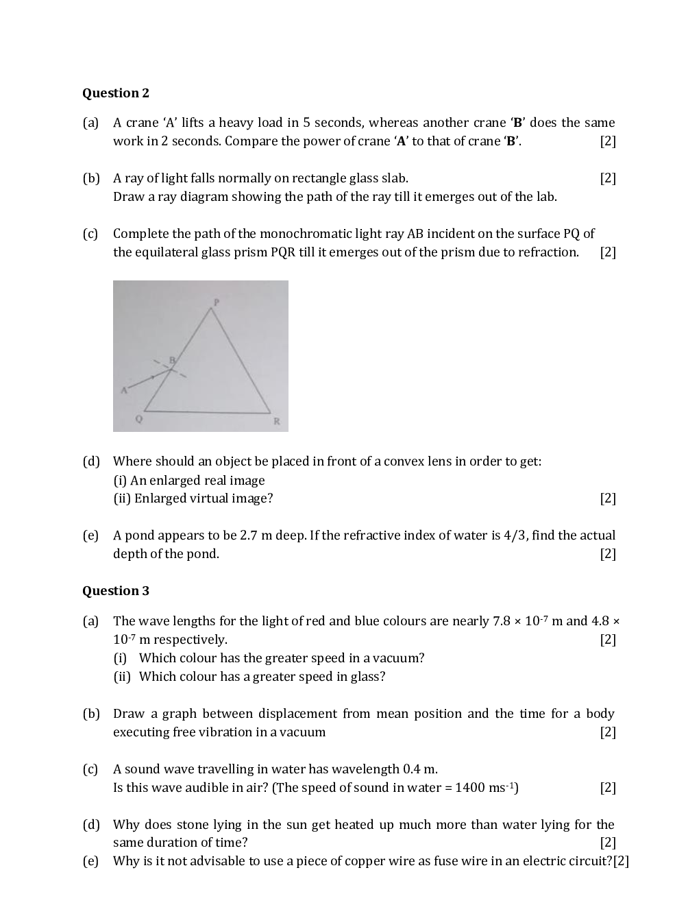 ICSE Class-10th Previous Year Question papers Physics 2020 - Page 3