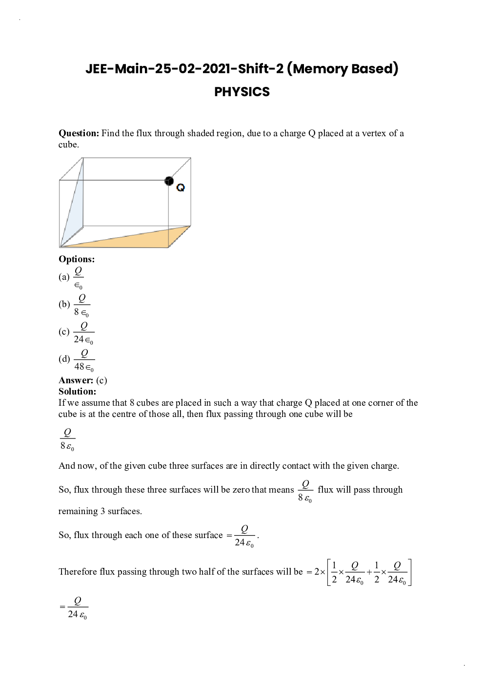 JEE Main 2021 Previous Year Question Paper with Solutions (Session-1, Shift-2  25 February) - Page 2