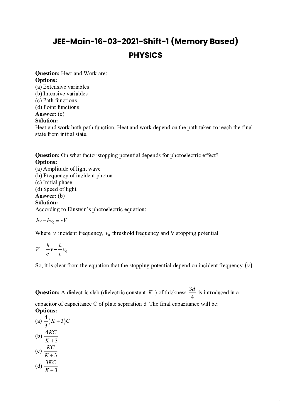 JEE Main 2021 Previous Year Question Paper with Solutions (Session-2, Shift-1  16 March) - Page 2