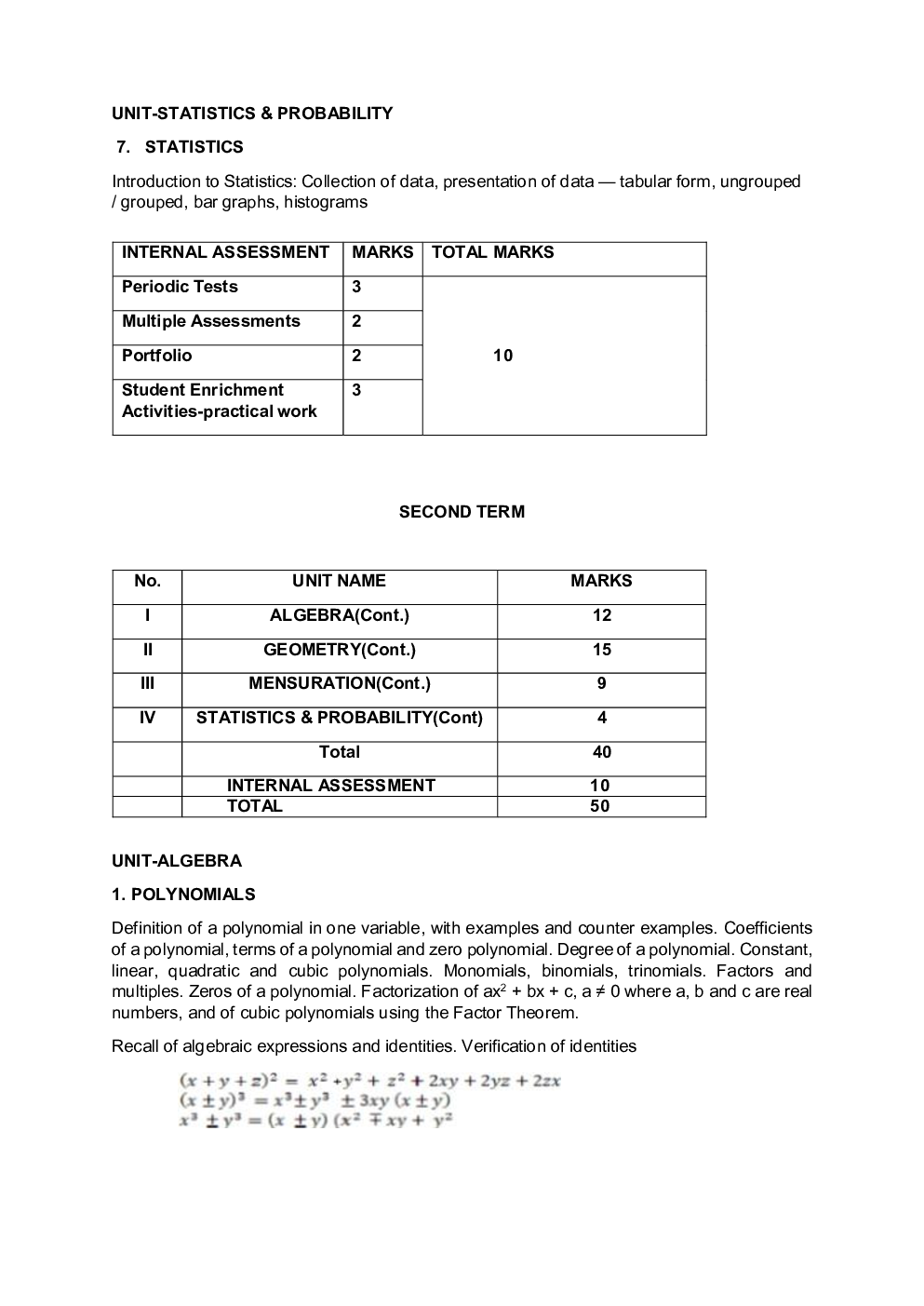 CBSE  Class-9th Syllabus Mathematics - Page 4